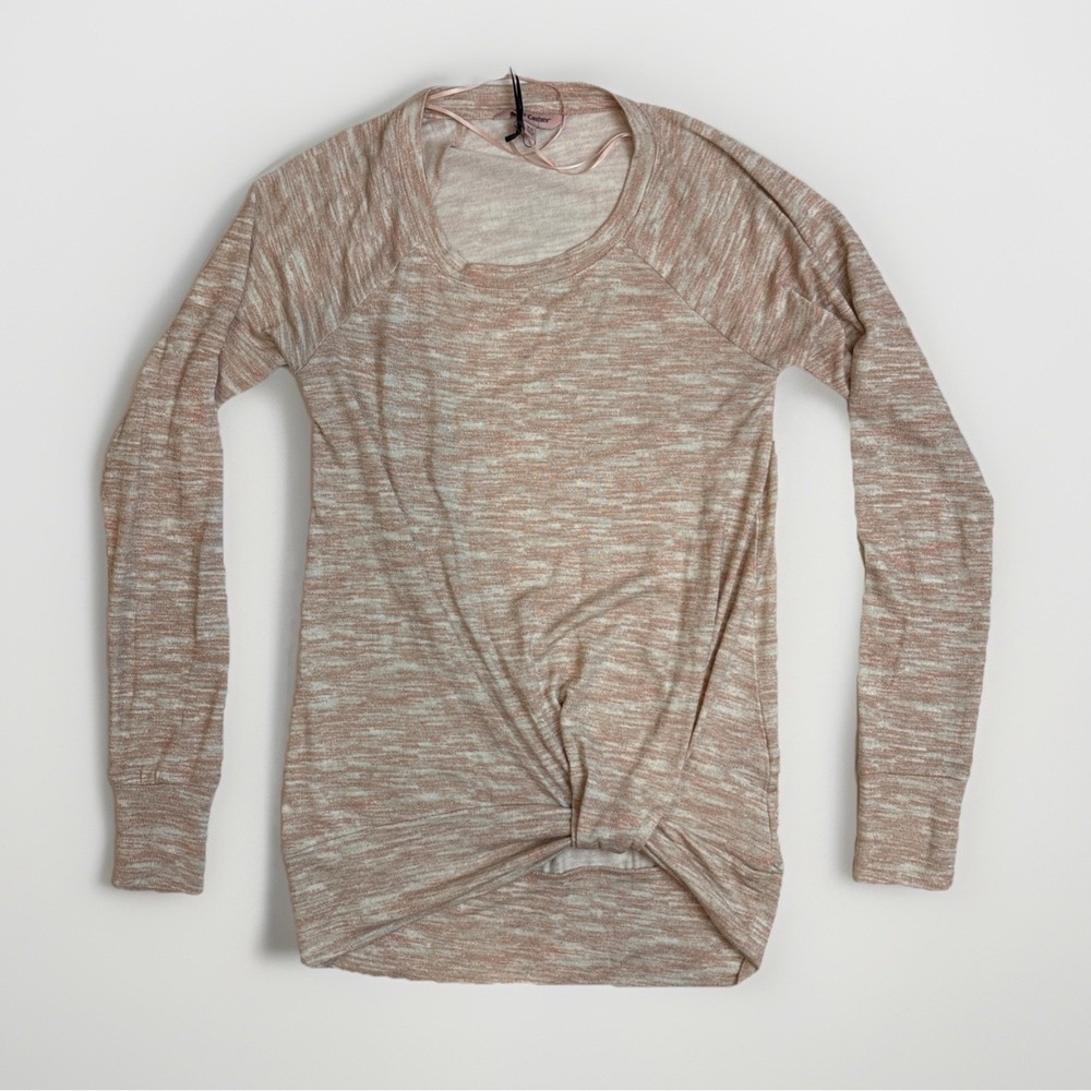 Juicy Couture Womens Long Sleeve Twist Front Tee Multicolor Pink Cream Size XS